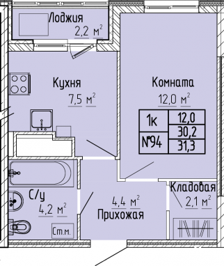 1К-квартира, 31,3 м2, 7&nbsp;этаж