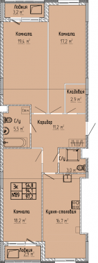 3К-квартира, 97,2 м2, 7&nbsp;этаж