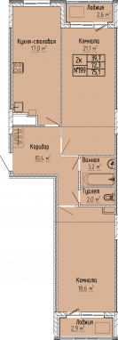 2К-квартира, 75,1 м2, 7&nbsp;этаж
