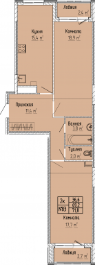 2К-квартира, 71,8 м2, 5&nbsp;этаж