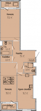 2К-квартира, 76,3 м2, 7&nbsp;этаж