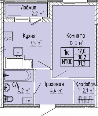 1К-квартира, 31,3 м2, 8&nbsp;этаж