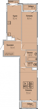 2К-квартира, 71,6 м2, 10&nbsp;этаж